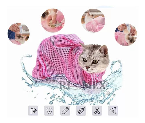 Kit de Baño Completo para Gatos | Bolsa de Baño, Shampoo, Cepillos, Toallitas, Collar Antipulgas y Más | Higiene y Cuidado Felino