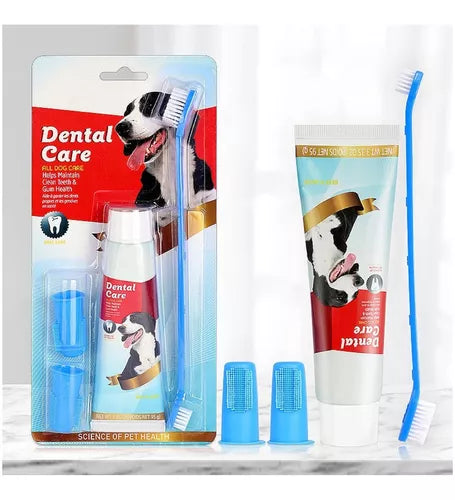 Kit de Baño en Seco para Perro y Gato | Espuma, Cepillos, Toallitas, Pasta Dental, Fragancia y Collar Antipulgas | Limpieza Fácil y Sin Agua