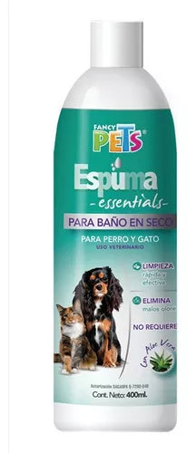 Kit de Baño en Seco para Perro y Gato | Espuma, Cepillos, Toallitas, Pasta Dental, Fragancia y Collar Antipulgas | Limpieza Fácil y Sin Agua