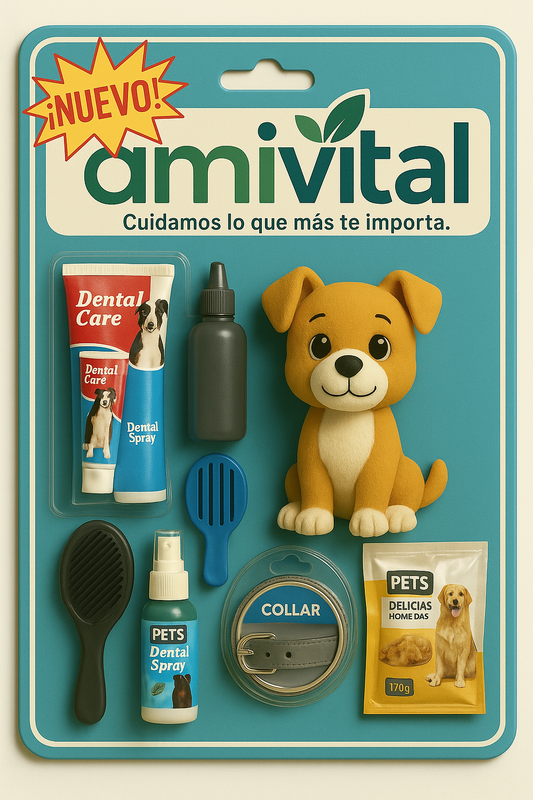 Kit de Baño Completo para Perros | Shampoo, Cepillo, Spray Dental, Toallitas, Collar Antipulgas y Más | Higiene y Cuidado Anima