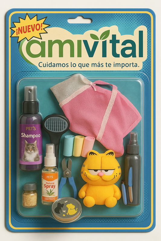 Kit de Baño Completo para Gatos | Bolsa de Baño, Shampoo, Cepillos, Toallitas, Collar Antipulgas y Más | Higiene y Cuidado Felino